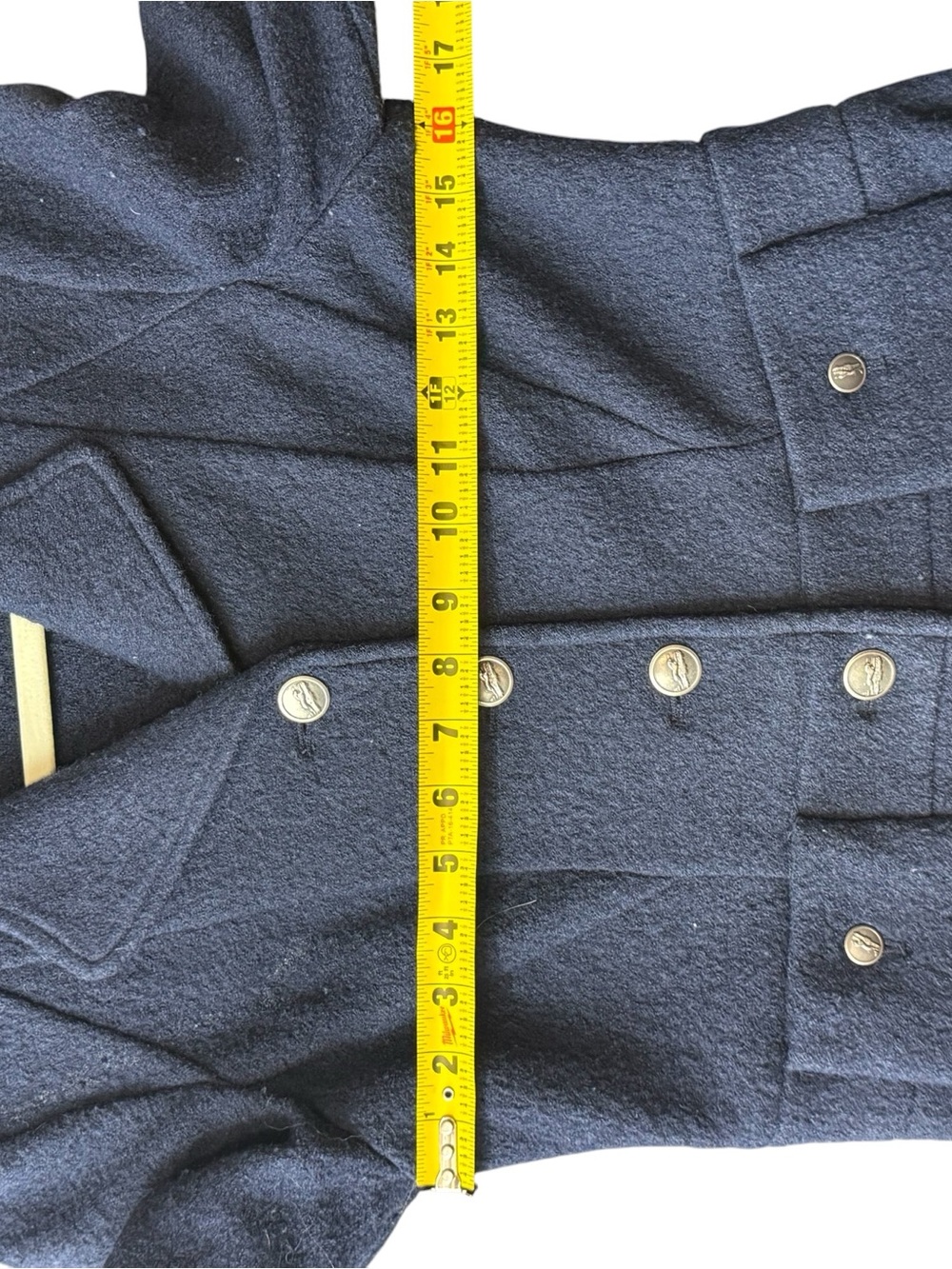 Elevenses Anthropologie Navy Wool Blend Military Peplum Jacket XS - Picture 11 of 16